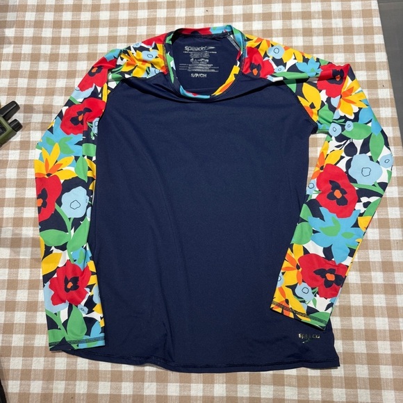 Speedo Women's Active Printed Long Sleeve Rashguard floral print size S - Picture 2 of 7